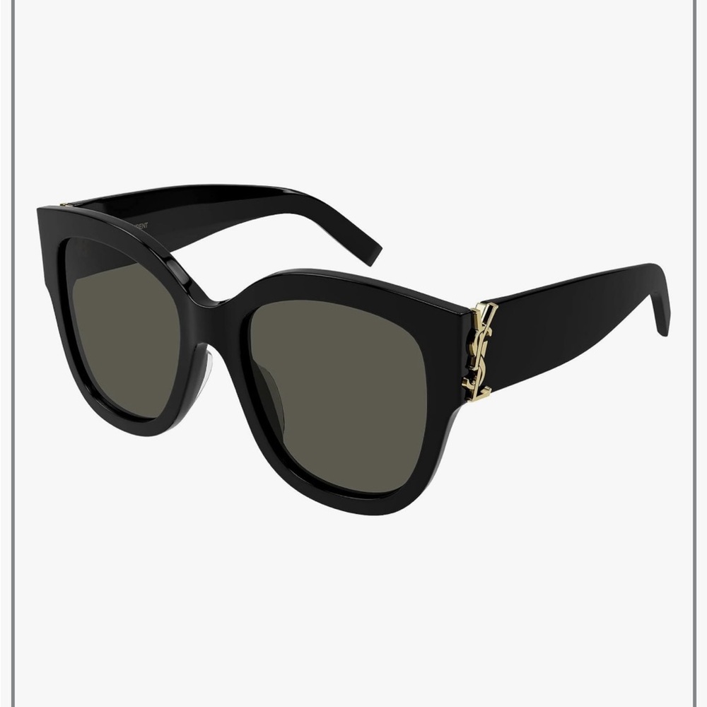 Saint Laurent Black Cat-Eye Sunglasses with Gold YSL Accent